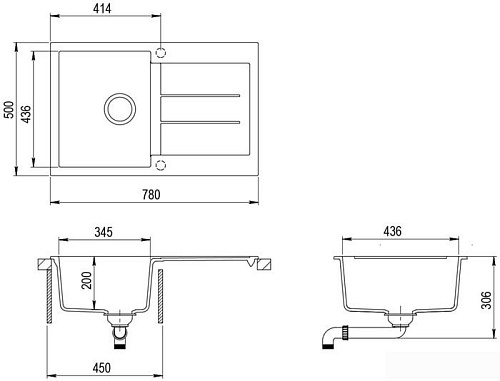 Кухонная мойка Aquasanita Tesa SQT101AW (black metallic 601)