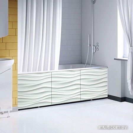 Фронтальный экран под ванну Comfort Alumin Волна белая 3D 1.5