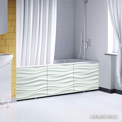 Фронтальный экран под ванну Comfort Alumin Волна белая 3D 1.5