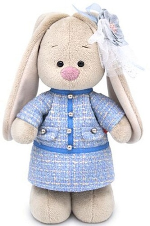 Классическая игрушка Зайка Ми в голубом платье в клетку 25 см StS-271