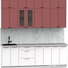 Готовая кухня Интермебель Лион-8 В-1 2.4м (красная глазурь софт/белый софт/лунный камень)