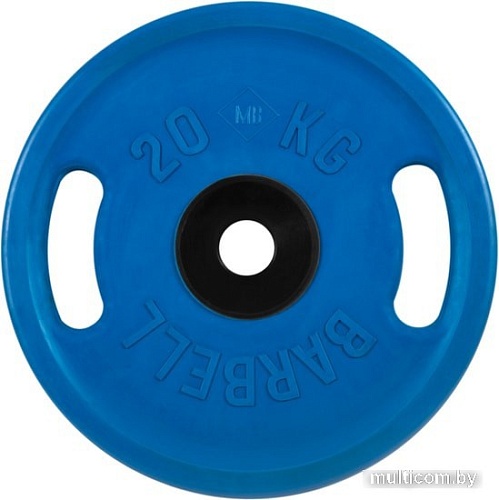 Диск MB Barbell Евро-классик с ручками 51 мм (1x20 кг, синий)