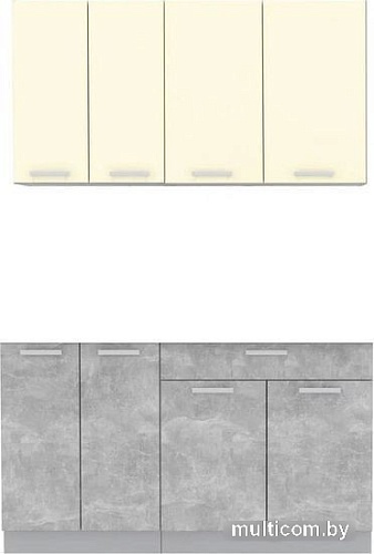 Готовая кухня Интерлиния Мила Лайт 1.5 без столешницы (ваниль/бетон)