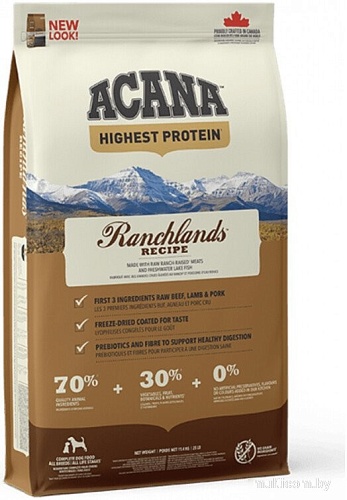 Сухой корм для собак Acana Ranchlands беззерновой корм для собак всех пород и возрастов (говядина, ягненок, свинина) 11.4 кг