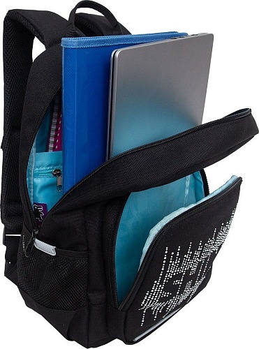 Школьный рюкзак Grizzly RG-464-3f (черный/серебряный)