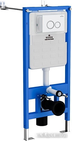 Унитаз подвесной Roxen Porto One Rimless 6 в 1 StounFix Slim 505547 (кнопка: белый глянец)