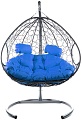 Подвесное кресло M-Group Для двоих 11450310 (серый ротанг/синяя подушка)