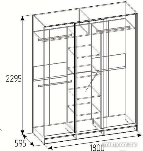 Шкаф-купе Глазов Домашний 1800 ЛДСП с зеркалом (atelier светлый)