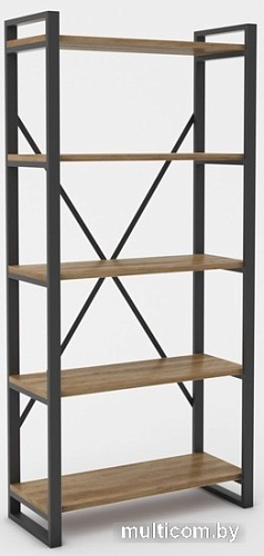 Стеллаж Hype Mebel Стандарт-2 80x200 (черный/дуб галифакс олово)