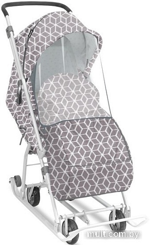 Санки-коляска Nika Наши детки 3-1К (с ромбиками серый)