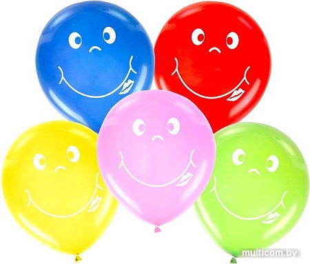 Набор воздушных шаров Золотая сказка Смайл 105017 (5 шт, 5 цв)