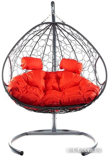 Подвесное кресло M-Group Для двоих 11450306 (серый ротанг/красная подушка)