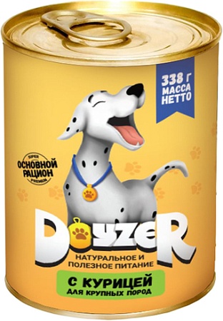 Консервированный корм для собак Doyzer с курицей для крупных пород 338 г