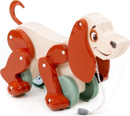 Игрушка-каталка Полесье Собака Боби 48701 (белый/коричневый)