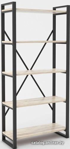 Стеллаж Hype Mebel Стандарт-2 80x170 (черный/древесина белая)