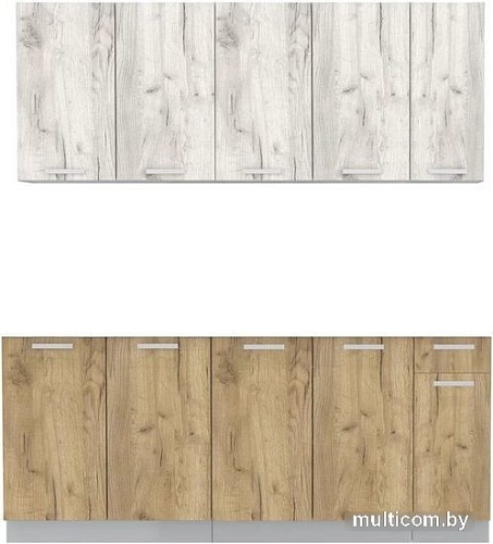 Готовая кухня Интерлиния Мила Лайт 1.9 без столешницы (дуб белый/дуб золотой)