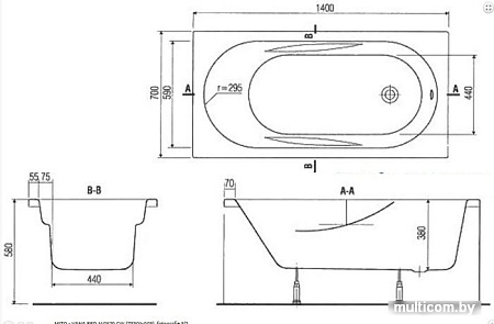 Ванна Cersanit Mito Red 150x70 (с каркасом)