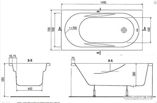 Ванна Cersanit Mito Red 150x70 (с каркасом)