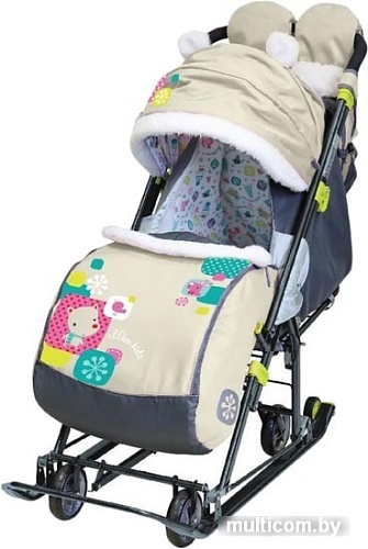 Санки-коляска Nika Ника детям 7-6 (медвежонок, бежевый)