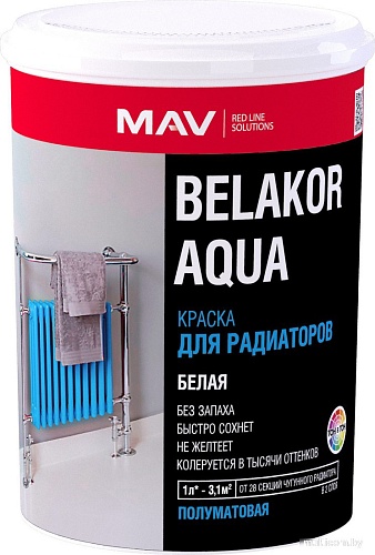 MAV Belakor Aqua для радиаторов 1 л (белый полуматовый)