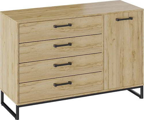 Комод Трия Лофт тип 3 (черный/дуб крафт золотой)