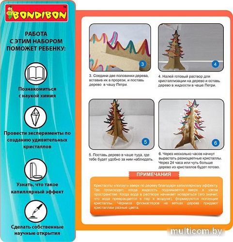 Набор для опытов Bondibon Японские опыты. Растущее дерево ВВ4720
