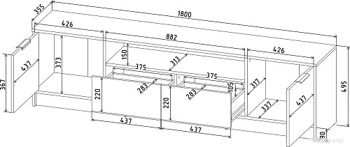 Тумба Интерлиния ТВ Концепт КТ-ТВ4-50 (дуб веллингтон/антрацит)