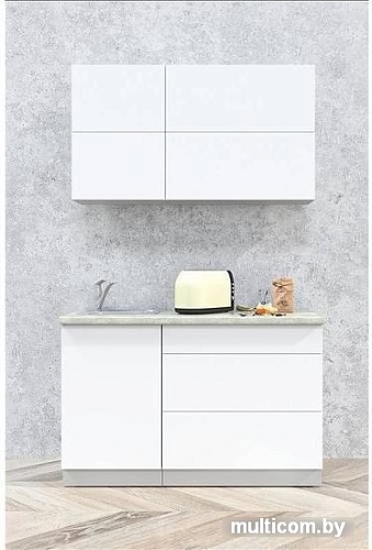 Кухня Интерлиния Мила Матте 1.4 А (белый/белый/опал светлый)