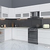 Угловая кухня Интерлиния Мила Матте 1.5x3.2 Б левая (белый/белый/опал светлый)