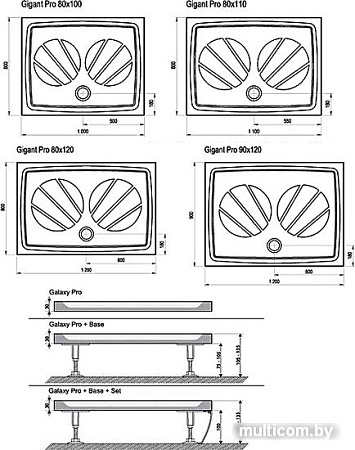 Душевой поддон Ravak Galaxy Gigant Pro Chrome 100x80 [XA04A401010]