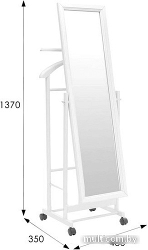 Стойка для одежды Мебелик с зеркалом на колесах В 24Н (белый)