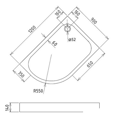 Душевой поддон Gemy ST20 R 120x90