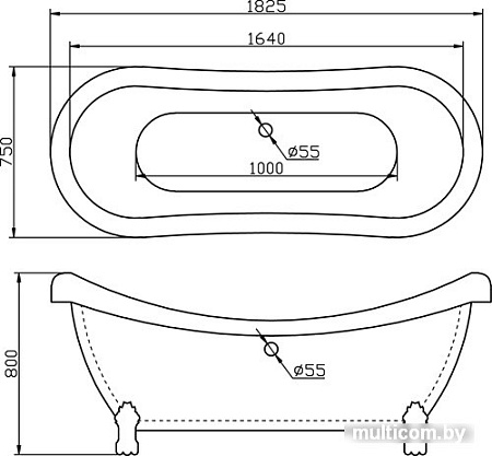 Ванна BelBagno BB05 182.5x75