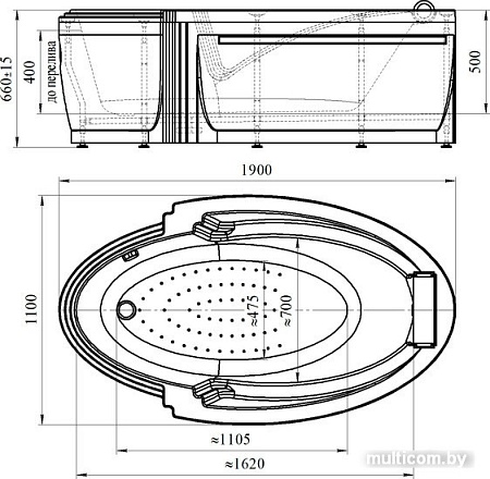 Ванна Radomir Ницца 190x110