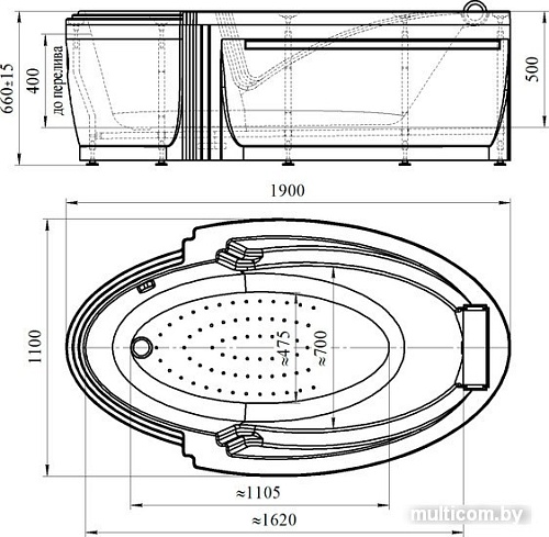 Ванна Radomir Ницца 190x110