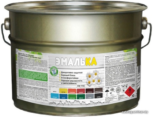 Краска Эмалька ПФ-115 С 10 л (черный)