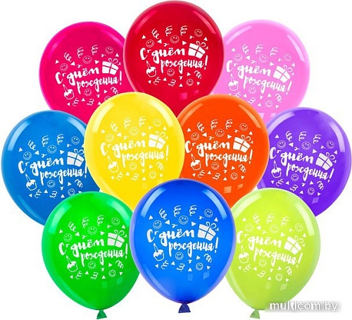 Набор воздушных шаров Золотая сказка С днем рождения 105005 (50 шт, 10 цв)