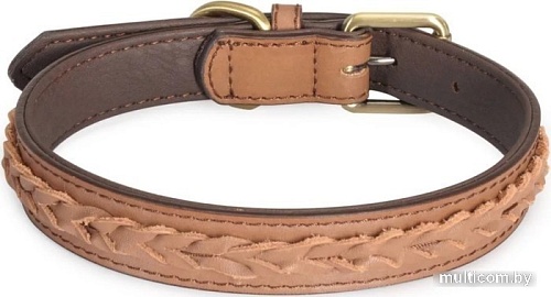 Ошейник Camon DA098/B (кожаный коричневый с косичкой)