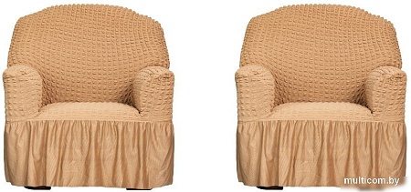 Комплект чехлов для дивана и кресла Софатэкс Люкс КПО-5 (кофе с молоком)