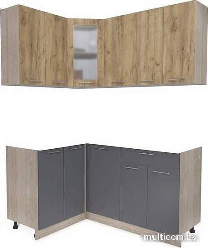 Готовая кухня Интерлиния Мила 12x16 без столешницы (дуб золотой/антрацит)