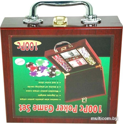 Настольная игра Zez Набор для покера в чемодане 100 фишек с номиналом 6641-M1