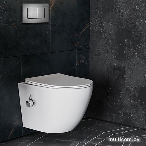 Унитаз подвесной Roxen Antares Bidet в комплекте с инсталляцией StounFix Slim 6 в 1 960516 (кнопка: оружейная сталь)