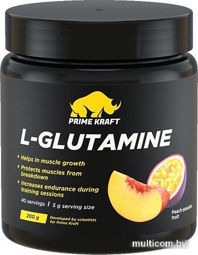 Аминокислоты Prime Kraft L-Glutamine (200г, персик/маракуйя)