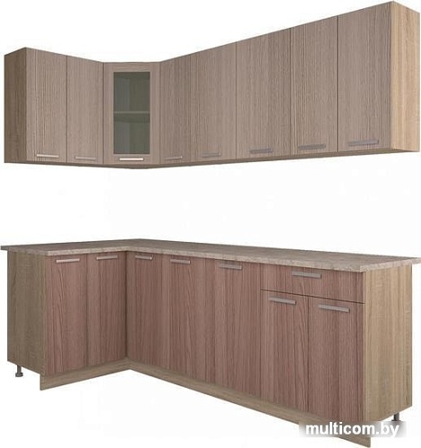 Угловая кухня Интерлиния Мила 12x23 (ясень светлый/ясень темный)