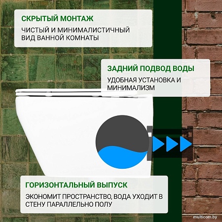 Унитаз подвесной Saniteco KW-9010W + Berges АТОМ 410 040333 (с кнопкой)