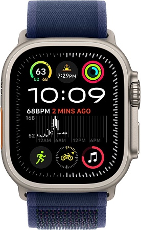 Умные часы Apple Watch Ultra 2 LTE 49 мм (титановый корпус, титановый/синий, нейлоновый ремешок S/M)