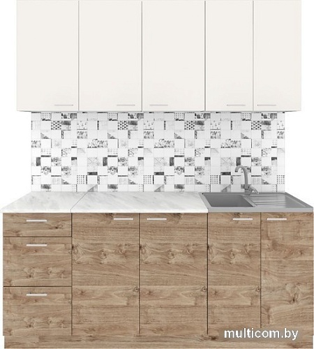 Готовая кухня Агута Альфа 1.8 (дуб золотой/сатин/этория)