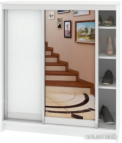 Тумба для обуви Кортекс-мебель Сенатор ШК41 Классика ДСП с зеркалом (белый)