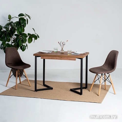 Кухонный стол Millwood Лофт Лондон Л 120-160x80x76 (дуб табачный Craft-металл черный)