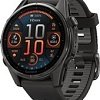 Умные часы Garmin Fenix 8 Sapphire 43мм (титановый угольно-черный DLC, пепельно-серый ремешок)